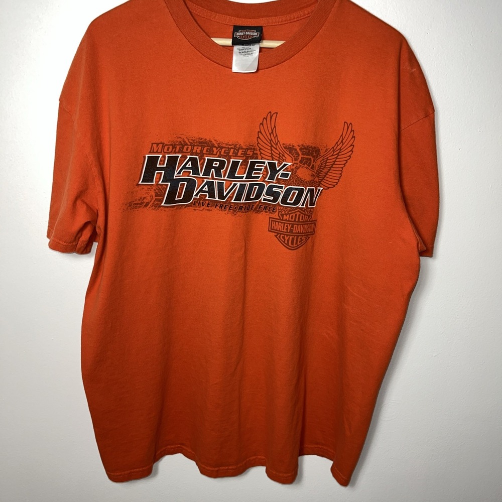 HARLEY‎ DAVIDSON T Shirt 2017 Curacao Orange Biker OHIO  Size 2XL